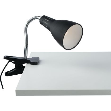 "Applique LOGIKO in metallo nero con diffusore orientabile e pinza"