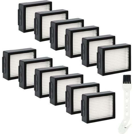 Pack of 12 HEPA filters and brush for iRobot Roomba EI & J series vacuum cleaners i7 i7 Plus j7 E5 E7 (1/5)