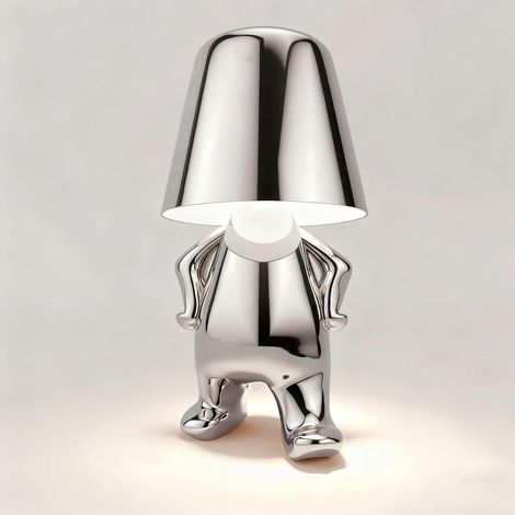 Lampe de Table LED sans Fil Créative Rechargeable à Pile Lampe Portative Réglable en Luminosité Design de Modèle Mignon pour Restaurant Chambre à Coucher Patio Studio Article Noël Argent-F