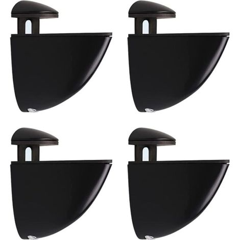 Lntyq Support D'étagère en Verre Réglable,4 Pièces Support Etagere Verre, Pince Verre Réglables en Alliage de Zinc pour Étagère en Bois/Verre de 2 à 23 mm Épaisseur (Noir) (1/3)