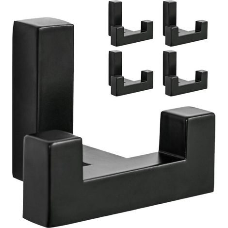 Lntyq Lot de 5 porte-manteaux carrés, Pour cuisine, chambre, salle de bain et autres scènes de famille - mural Noir, Lot de 5 porte-serviettes - Pour vêtements (1/5)