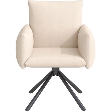 Set tavolo da pranzo allungabile 120/160x80 con 6 sedie in velluto bianco beige MODENUIT (1/5)