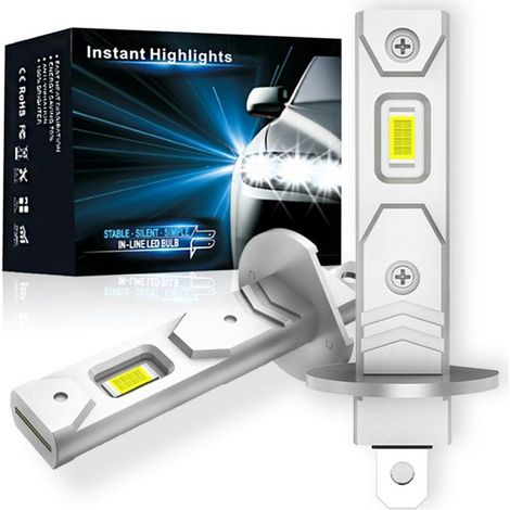 KLVGTIFS PU - Ampoules LED H1 Améliorées,18000LM 500% Plus Lumineuses 6500K White,CANbus Ready Taille 1:1 Plug-N-Play H1 Ampoule,Pack de 2 (1/5)