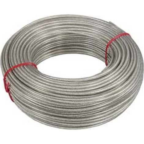 100MT CAVETTO ACCIAIO ZINCATO RIVESTITO PVC TRASPARENTE  mm6 rotoli mt100