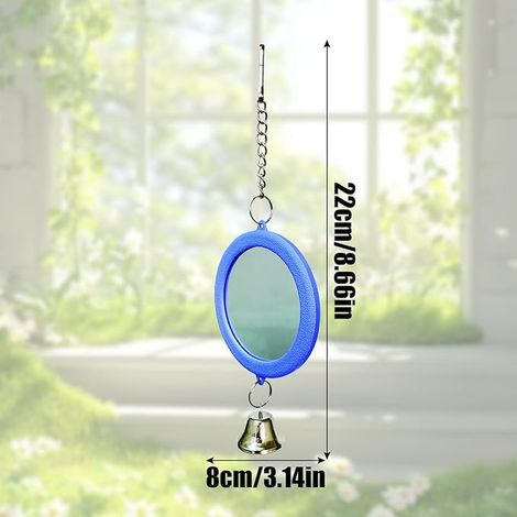 Miroir pour oiseaux, avec clochette, jouet interactif pour perruches, calopsittes, canaris, perruches, perruches, perruches, accessoires (bleu) (1/4)
