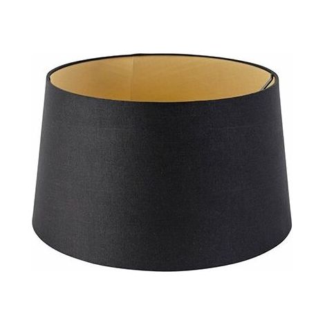 – Abat-jour en coton noir 35cm – Intérieur doré – Hauteur 20cm – Pour lampes à poser et suspendues – Culot E27 (1/5)