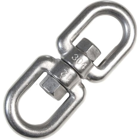 Soporte giratorio de acero inoxidable de 10x125 mm con 2 anillas giratorias de acero inoxidable para colgar asientos, máx. 420 kg.