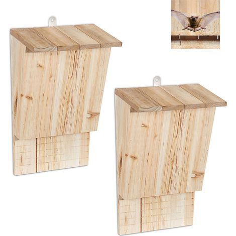 Lot de 2 abris pour chauves-souris en bois – Nichoirs résistants aux intempéries – Installation facile en extérieur – Pour jardin et parc (1/5)