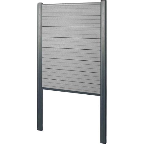 Pannello base frangivento fendivista stretto privacy Sarthe WPC alluminio premium installazione cemento 100cm grigio