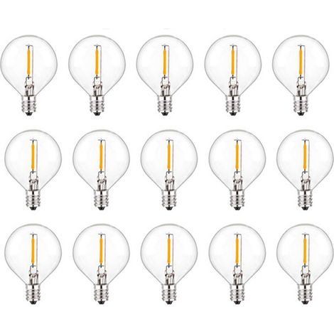 Filiyano-Lot de 15 ampoules LED G40, ampoules globe dépolies E12 à intensité variable, ampoules de type candélabre pour lustre, coiffeuse, suspension. (1/5)