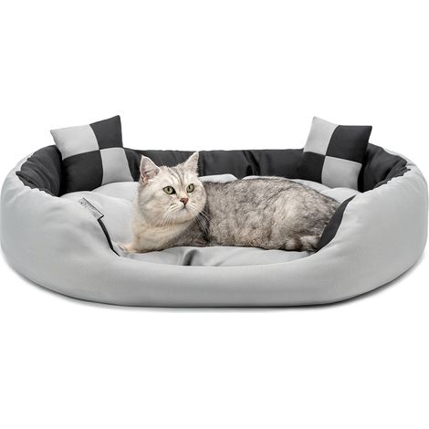 lionto Katzenbett, modernes 4-in-1 Bett aus Oxford-Gewebe, wendbar, kratzfest & pflegeleicht, 85x70 cm, grau/schwarz