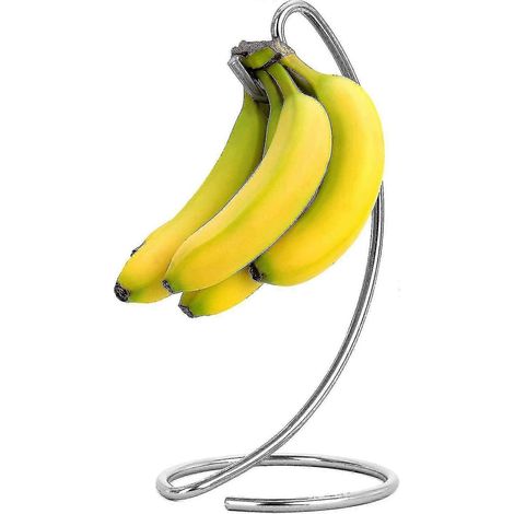 Filiyano – support en bois avec – Porte-bananes moderne, support en bois avec crochet pour plan de travail, finition nickel satiné. (1/5)