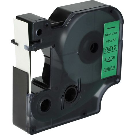 vhbw Label Tape Replacement for Dymo D1, 45019 for Label Printer 7m x 12 mm, Black on Green