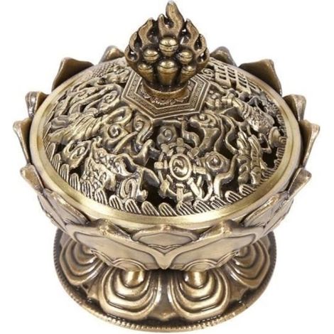 Porta incenso vintage a riflusso, bruciatore per bastoncini d'incenso, porta coni, decorazione per la casa, caldo (bronzo)