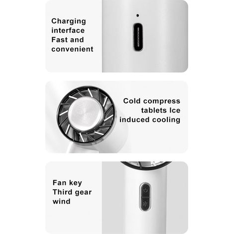 Ventilatore Portatile USB Ricaricabile 2200mAh, Motore Brushless Silenzioso a 3 Velocità, Design Compatto Elegante in Plastica Grigia, Ideale per Ufficio e Viaggi (1/4)