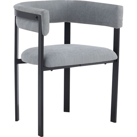 CHICFURN Lot de 6 chaises de salle à manger grises en tissu avec dossier arrondi en C, sièges rembourrés confortables, style moderne pour salle à manger (1/5)