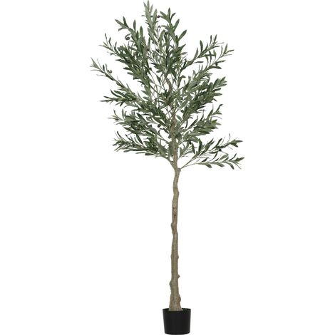 Grand olivier artificiel, 180 cm, plante artificielle, olivier artificiel en plastique en pot, arbre artificiel avec ciment, mousse artificielle pour salon, chambre, décoration, bureau (1/5)