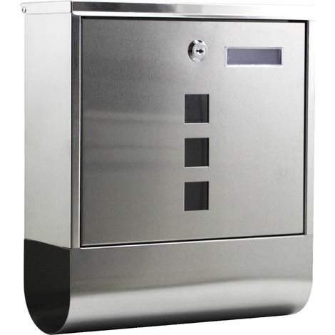 Wiltec Buzón de pared en acero inoxidable con hueco para periódico placa de identificación mirillas cerradura y dos llaves (1/5)