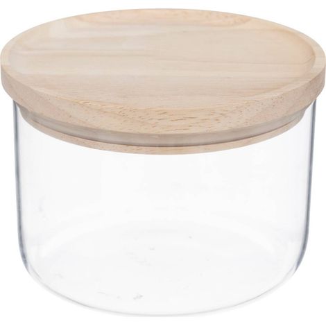 Einmachglas hermet 0,65l aus glas mit hermetischem deckel aus gummibaumholz - 5five (1/2)