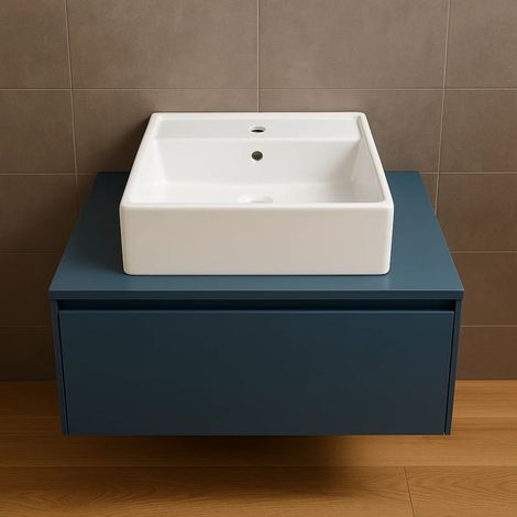 Lavabo d'appoggio ceramica bianco lavandino lavello arredo bagno 2 misure misure 46x46x16 cm - confezione 1 (1/5)