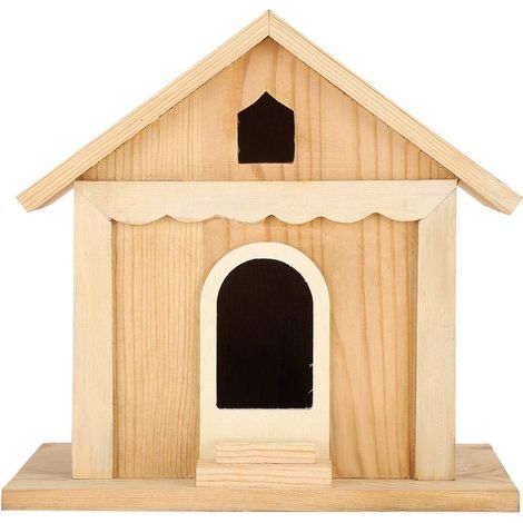Nichoir en Bois Oiseau Oiseaux Exterieur en Bois Maison Cabane Naturel en Bois Oiseau Maison Jardin Patio Décoration en Plein Air Paulownia Bois Finch Canaries Herbe Oiseau (1/5)