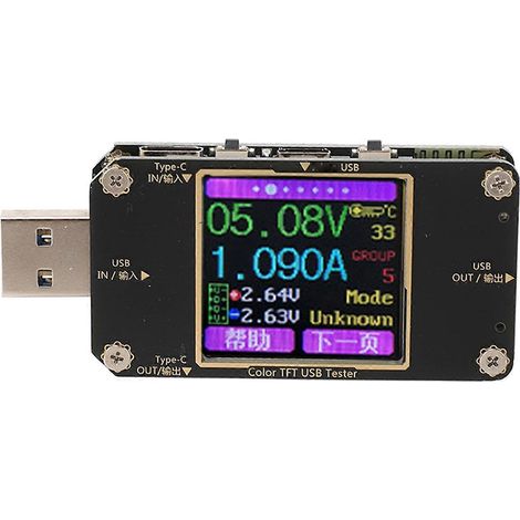 USB-Voltmeter, Amperemeter, Farb-LCD-Display, Spannungs- und Stromprüfer, digitaler Leistungsdetektor, PD-Schnellladefunktion (1/4)
