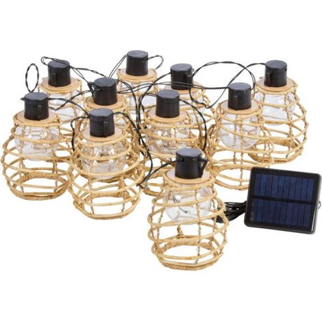 Guirlande solaire - SMART SOLAR - Lumina - 10 Leds - Faux rottin - Naturel (1/3)