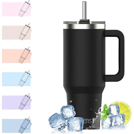 Thermosbecher 1183ml mit Griff und Strohhalm, doppelwandig, auslaufsicher (1/5)