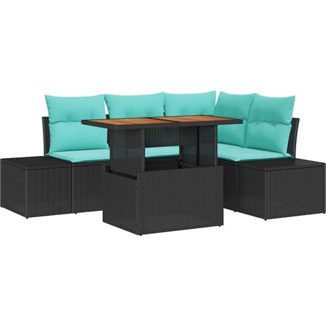 Garden Sofa Set 5 pcs Black Poly Rattan vidaXL (1/5)