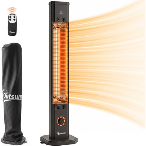 Outsunny 2000 W Electric Infrared Patio Heater with Cover, IP65, Black (1/5)