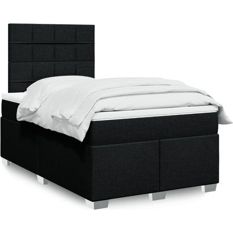 vidaXL Sommier à lattes de lit avec matelas noir 120x190 cm tissu (1/5)