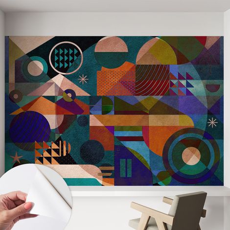 Carta da parati autoadesiva - impermeabile - murale da parete - decorazione murale - Arte geometrica 152x104 cm (1/5)