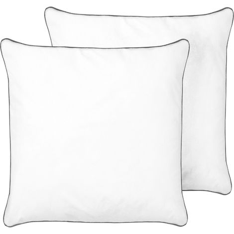 Conjunto de 2 almohadas relleno de microfibra de algodón japara 80 x 80 cm perfil alto blanco Pelister (1/5)