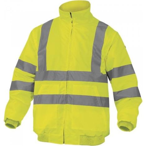 Deltaplus RENHVJAXX Reno HV Giubbotto Alta Visibilita' Oxford PU Fodera Pile Maniche Staccabili EN ISO 20471 DPI 2 colore Giallo Fluo
