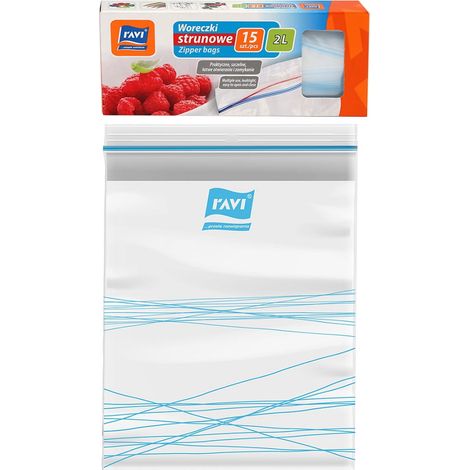 Sacchetti con chiusura a zip in LDPE da 2 l, 15 pezzi, per congelare alimenti, medicinali e cosmetici. (1/2)