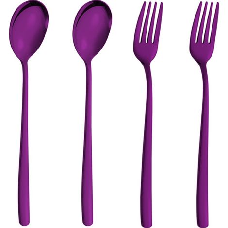 Fourchette De Table En Acier Inoxydable - Revêtement Plasma Multicolore - Pour Usage Quotidien Et Fêtes - Lot De 4 (1/5)