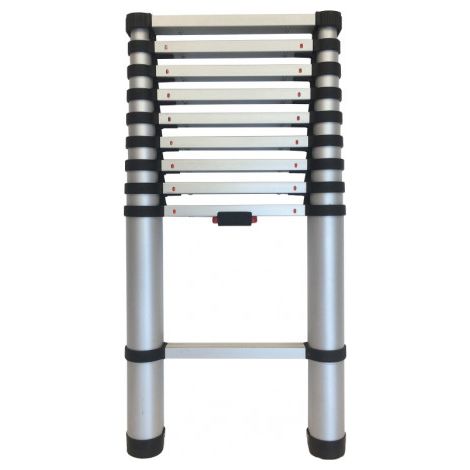 Hailo – Échelle télescopique 2,9m – Longueur déployée 3,90m – 10 échelons larges – Charge max 150 kg – Aluminium – Norme EN 131-6 (1/6)