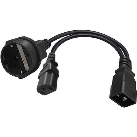 Netzkabel C20 Stecker auf C13 mit EU-Standard-4,8-mm-Buchse, 0,32 Meter