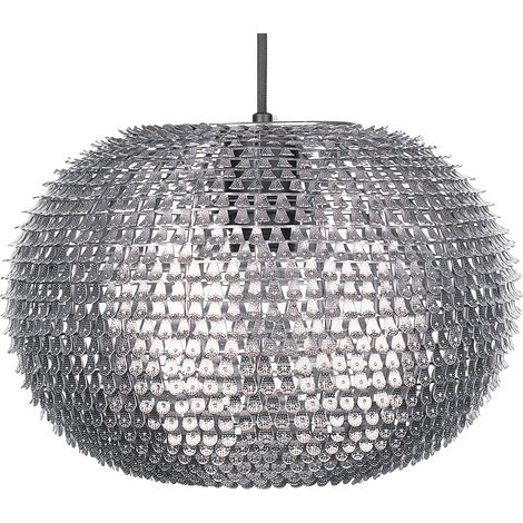Lámpara colgante en forma de globo metal plateado metal escamas brillantes Reine (1/5)