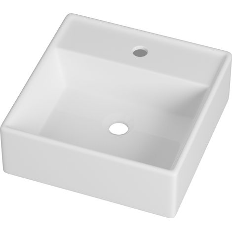 Vasque à Poser Salle de Bain Rectangulaire en Céramique Blanche Granitan ARCO 41x41 cm (1/5)