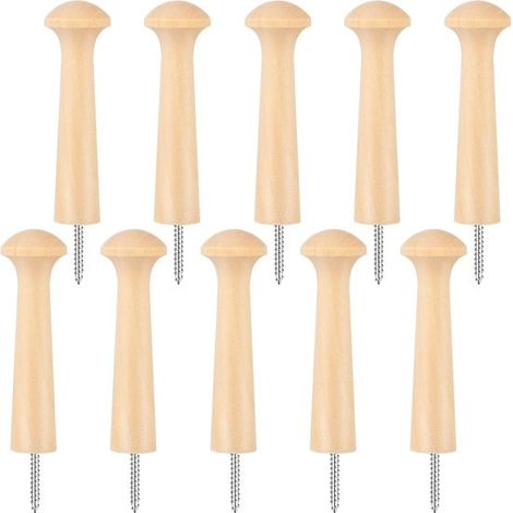 Pinzas de madera, Pinzas Shaker de madera, Madera maciza sin acabado, 9,5 cm de largo, Madera natural, Juego de 10 piezas, Ideales para percheros (1/5)