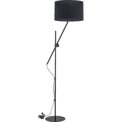 Alfa LORA Minimalist Industrial Black Floor Lamp, 155cm Metal Stand, 1xE27 Socket (max 15W), Dimmable with Bulb, Modern Living Room Bedroom Lighting, IP20