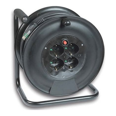 Fanton 14613 Avvolgicavo ONDA 50 metri 3G1,5 con 4 prese bipasso-Schuko e disgiuntore termico colore Nero