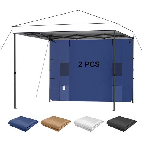 Lot de 2 Parois Latérales 183 x 305 cm pour Tonnelle Pliante, Polyester 210D Imperméable UV 99%, avec 4 Poches, Montage Rapide, Compatible Barnum Pop Up à Pieds Droits (1/5)