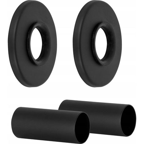Juego de conexiones de tuberías de radiador para enmascarar, negras, con roseta simple y manguitos. (1/3)