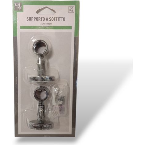 2PZ SUPPORTO A SOFFITTO D.20MM COL.NEROARGENTO (1/4)