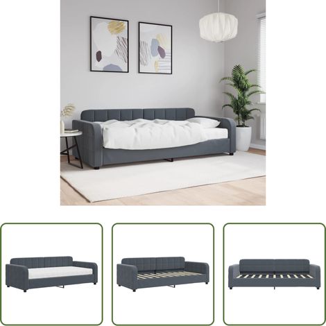 Lit de repos - Lit de jour avec matelas gris foncé 90x190 cm velours (1/5)