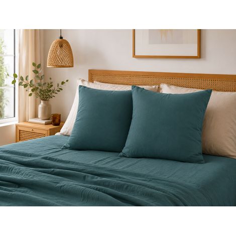 Lot de 2 Taies d’Oreiller 60 x 60 cm – Double Gaze de Coton – GAÏA Canard