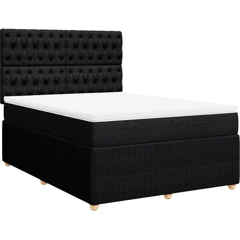 Maison Exclusive - Boxspringbett mit Matratze Schwarz 140x200 cm (1/5)