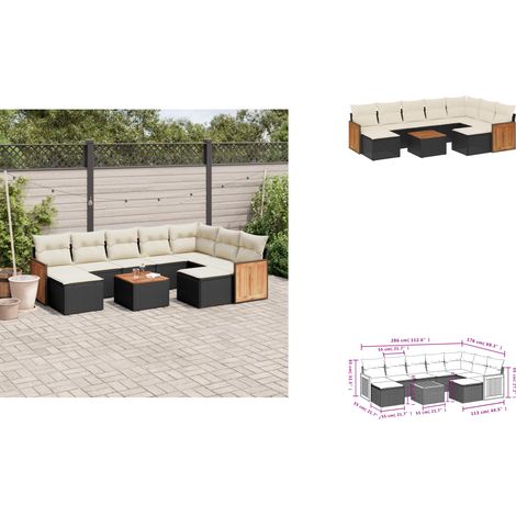 Salon de jardin 10 pcs avec coussins noir résine tressée - Ensemble Salon De Jardin - Meuble Extérieur - Résine Tressée - Rotin Synthétique - Mobilier De Jardin (1/3)